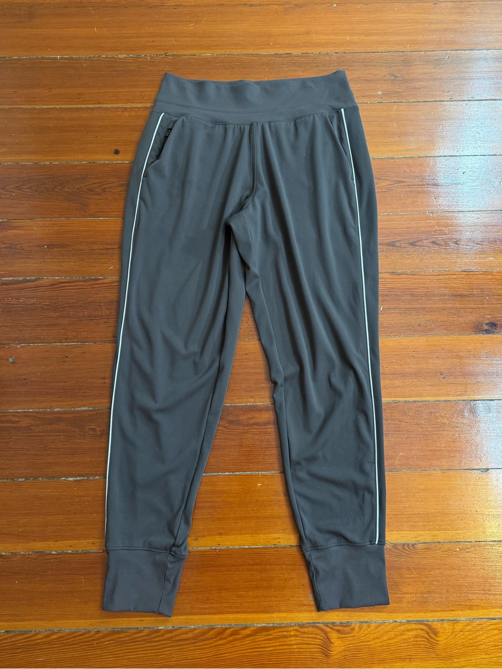 Athleta Venice High Rise Track Stripe Joggers Chocolate Brown Athleisure Sz L ๐๐ - Picture 2 of 9